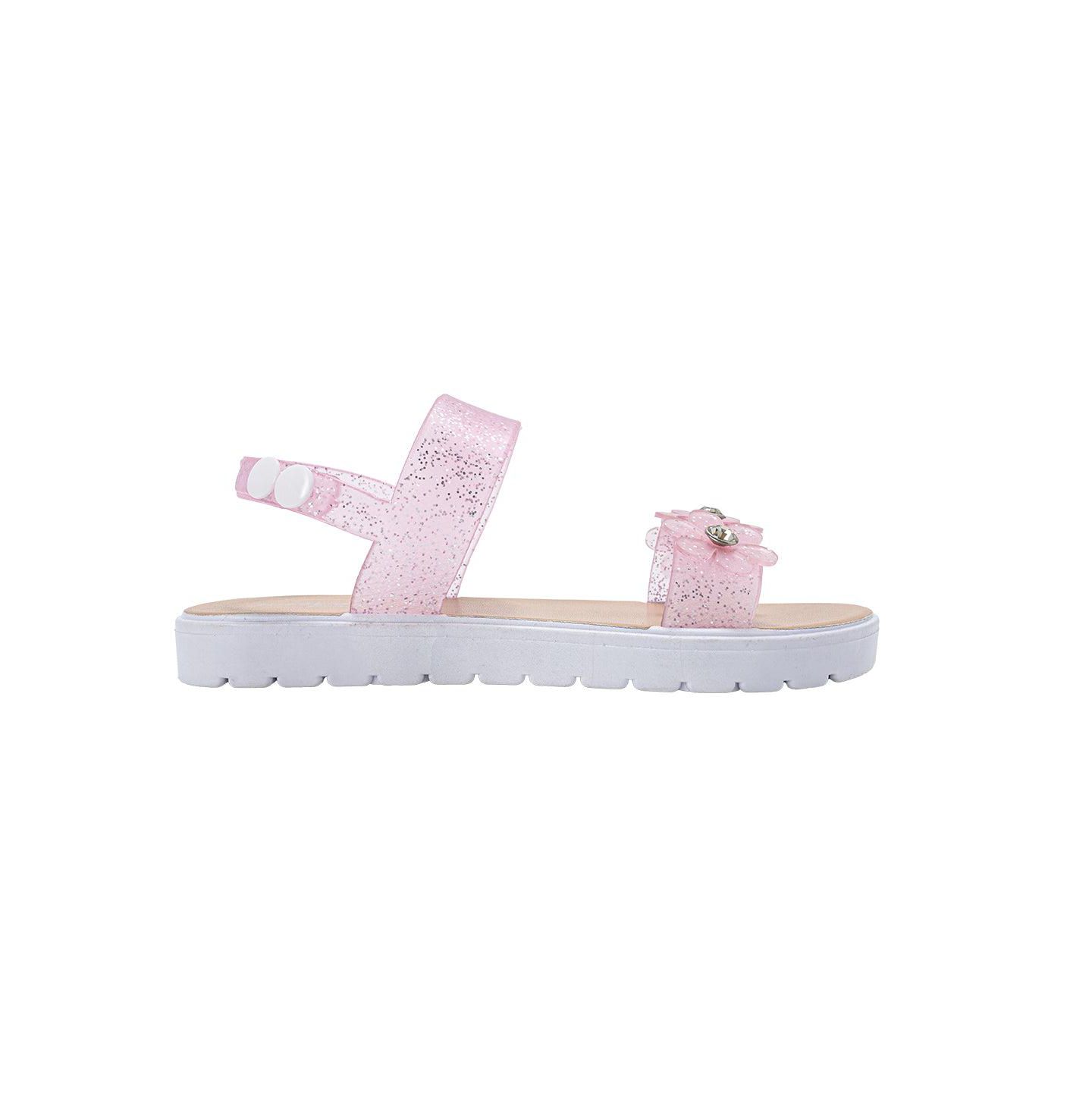 Сандалии Bebe PCU sandal with Glitter Flower snd RS для девочек, цвет: Пудровый — фото 3