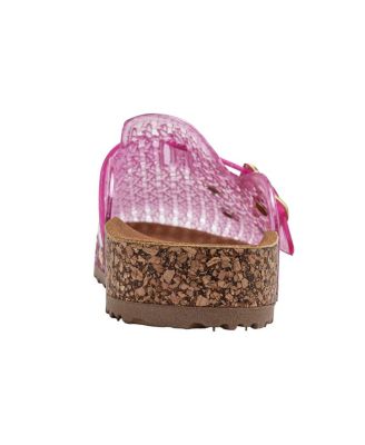 Girls Footbed Jelly Clogs - Easy Slip-On Design with Buckle and Charms