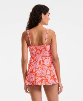 Women's Square Neck Smocked Mini Swim Dress