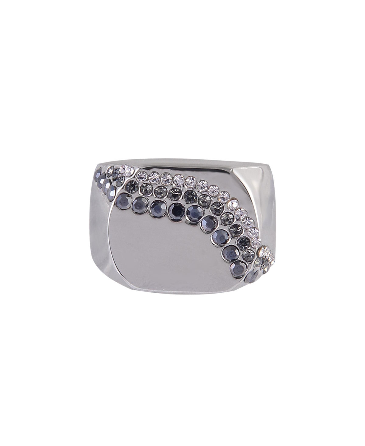Laundry by Shelli Segal Silver Tone Square Ring with Crystal Stone Accents