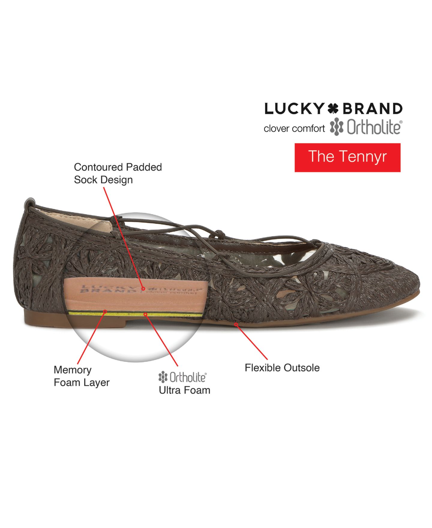 Женские балетки Lucky Brand Tennyr Laced Raffia Ballet Flats, цвет: Натуральный — фото 6