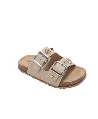 Little Girls Footbed Sandals - Lightweight with Secure Buckles and Multi-Charm Details (Little Girls/kids)
