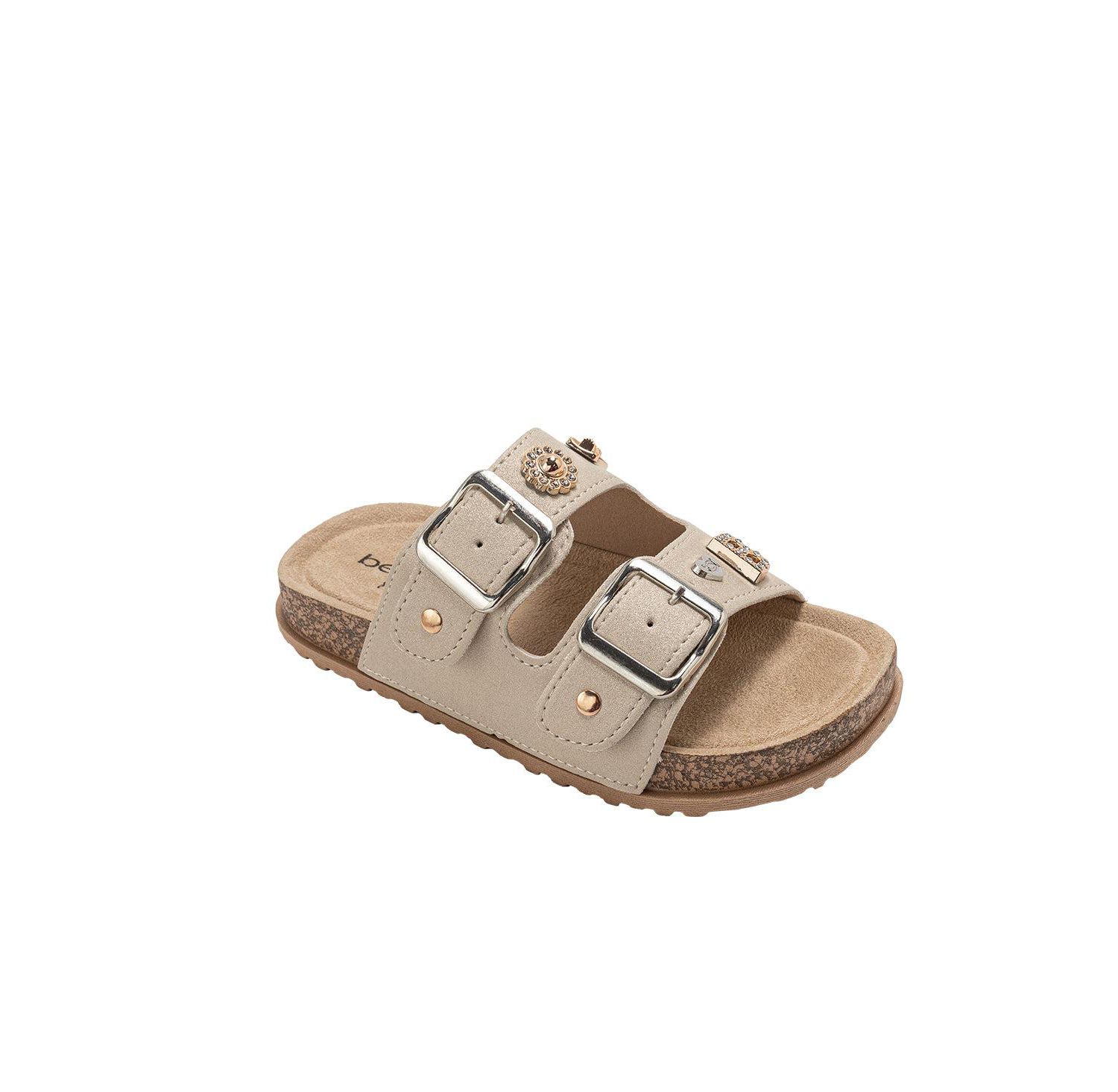 Girls Footbed Sandals - Lightweight with Secure Buckles and Multi-Charm Details (Little Girls/kids)