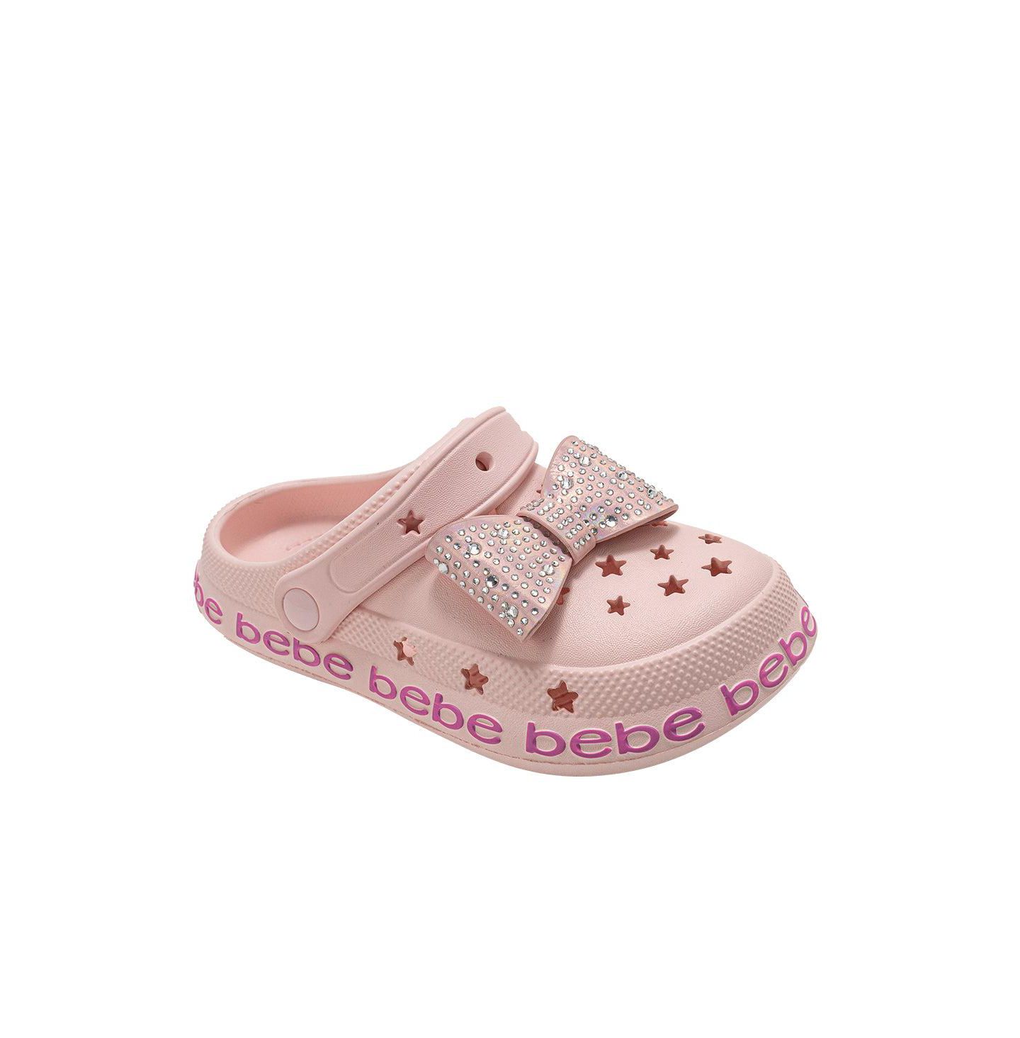 Сабо Bebe EVE Lightweight Clogs - Slip - On with Rhinestone Covered Bow для девочек, цвет: Розовый — фото 1