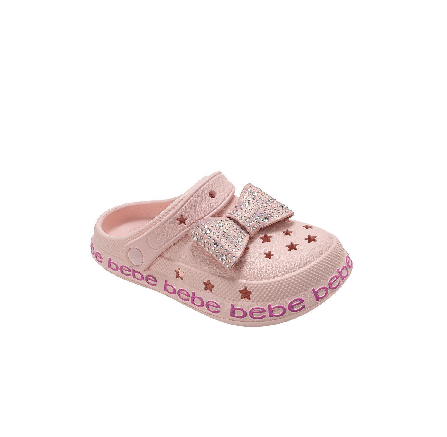 Little Girls EVE Lightweight Clogs - Slip - On with Rhinestone Covered Bow
