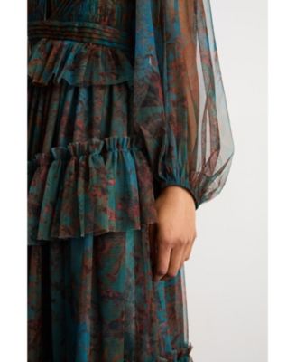 Women's Abstract Print Cut Out Maxi Dress