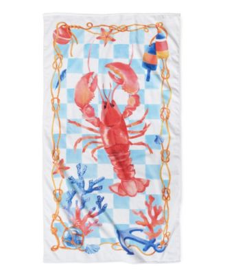 Cotton Lazy Lobster Printed Beach Towel, 38" x 70"