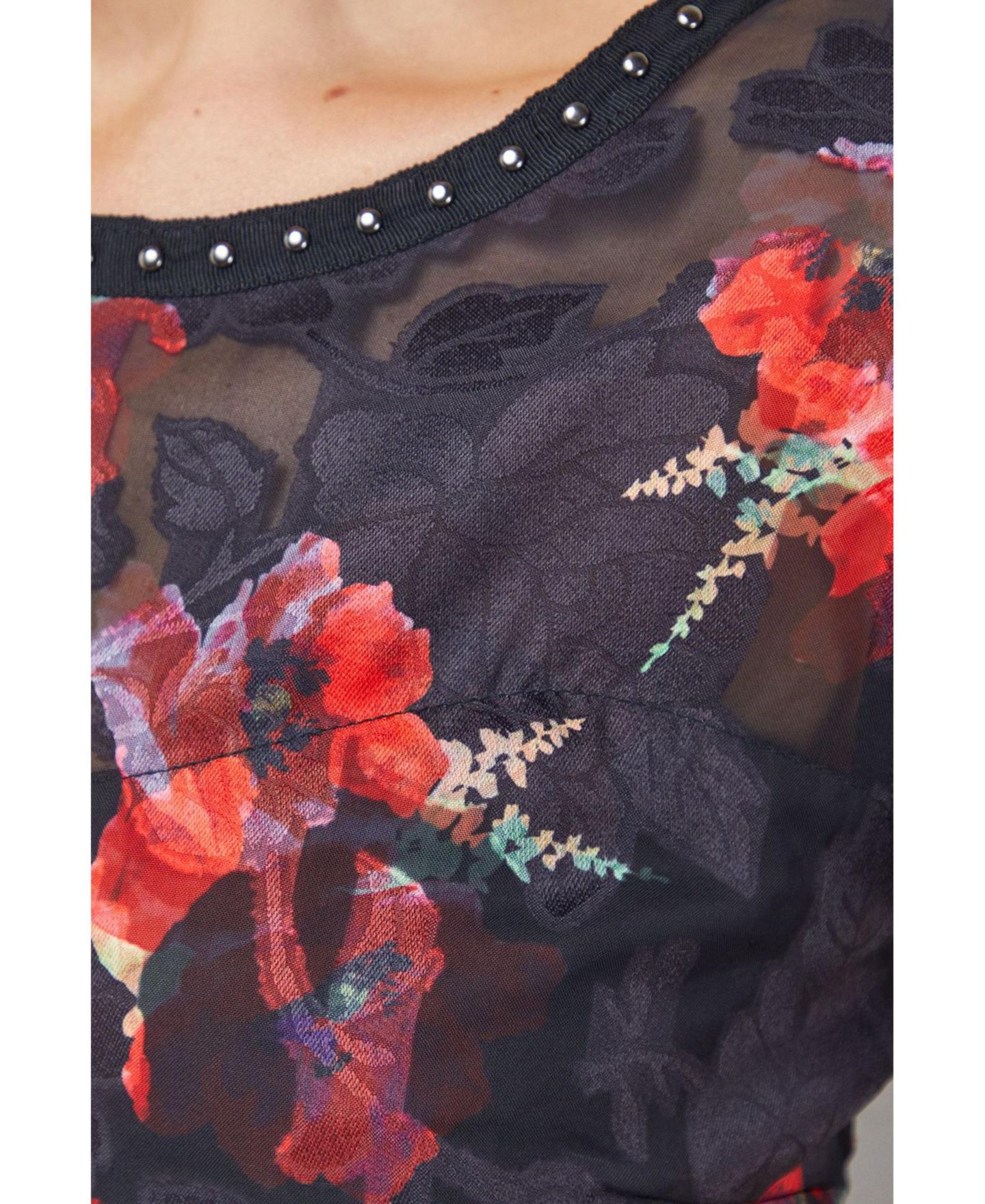 Женское платье Oasis Floral Stud Trim Puff Sleeve Midi, цвет: С принтом — фото 5