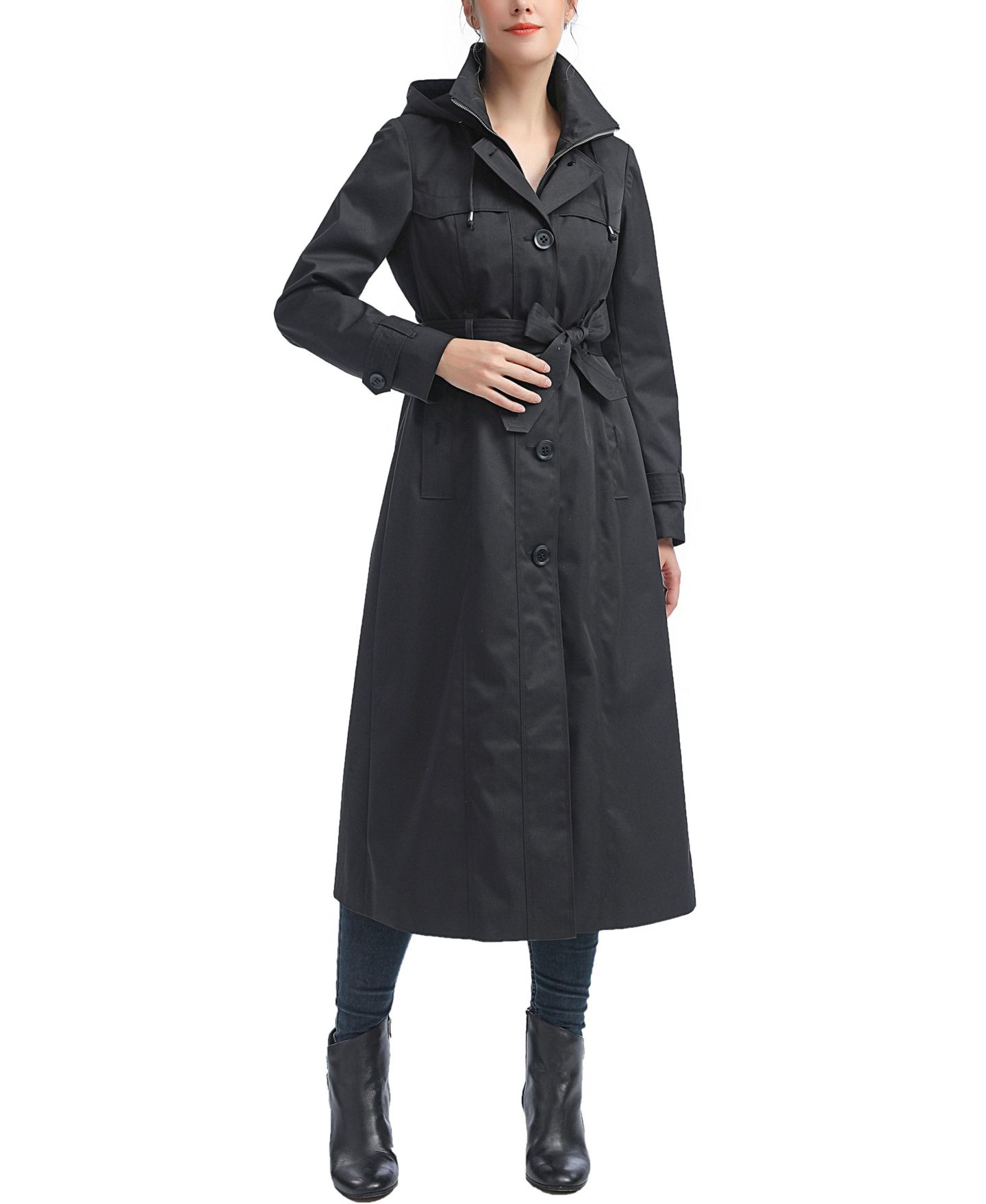 Женское пальто kimi + kai Aine Hooded Long Rain Coat, цвет: Чёрный — фото 3