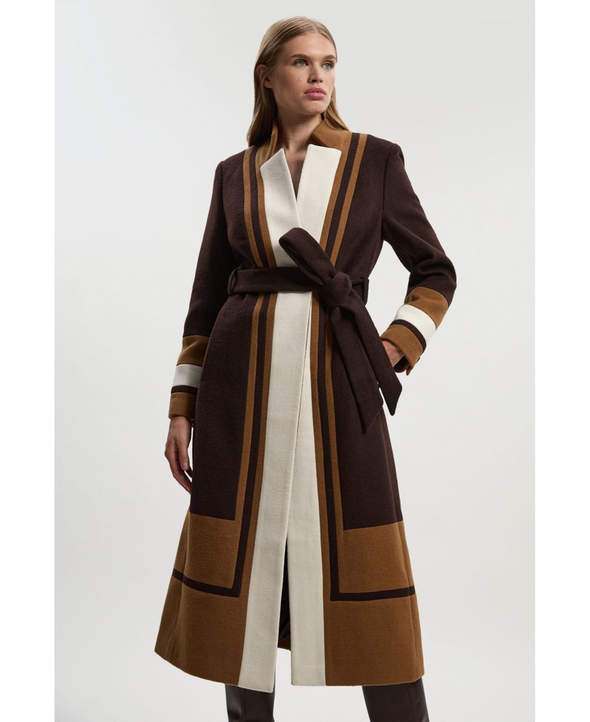 Karen Millen Women's Brushed Wool Belted Midi Coat