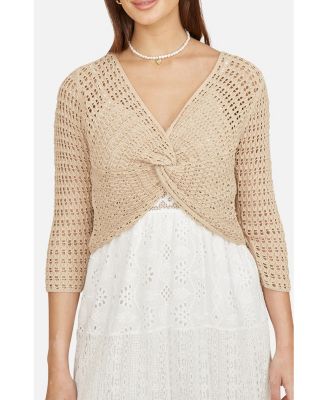Women's Crochet Cotton Twisted Bolero Top