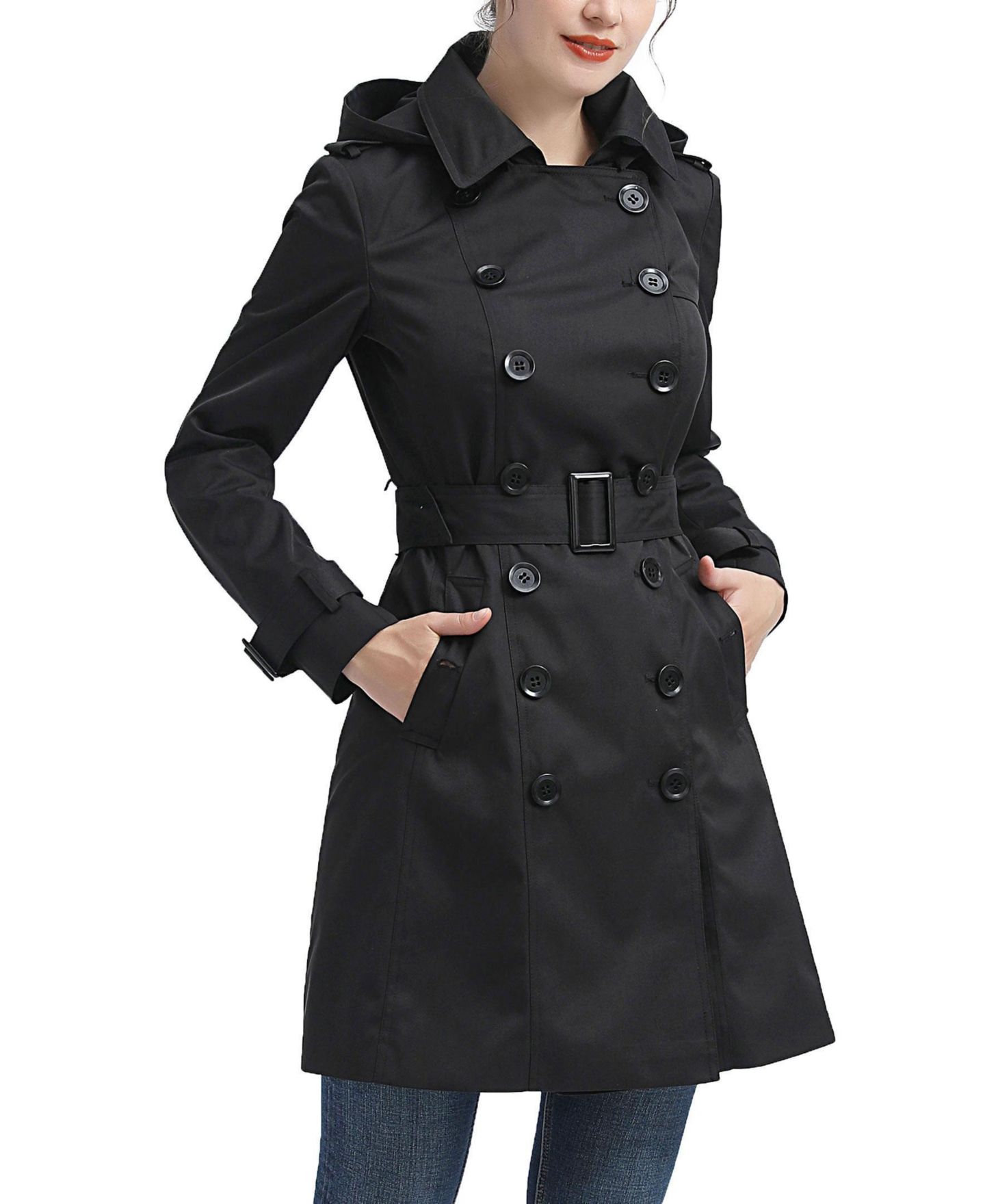 Женское пальто kimi + kai Classic Hooded Trench, цвет: Чёрный — фото 3