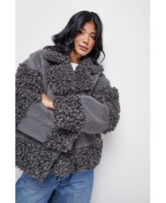 Women's Faux Fur Mix Zip Through Jacket