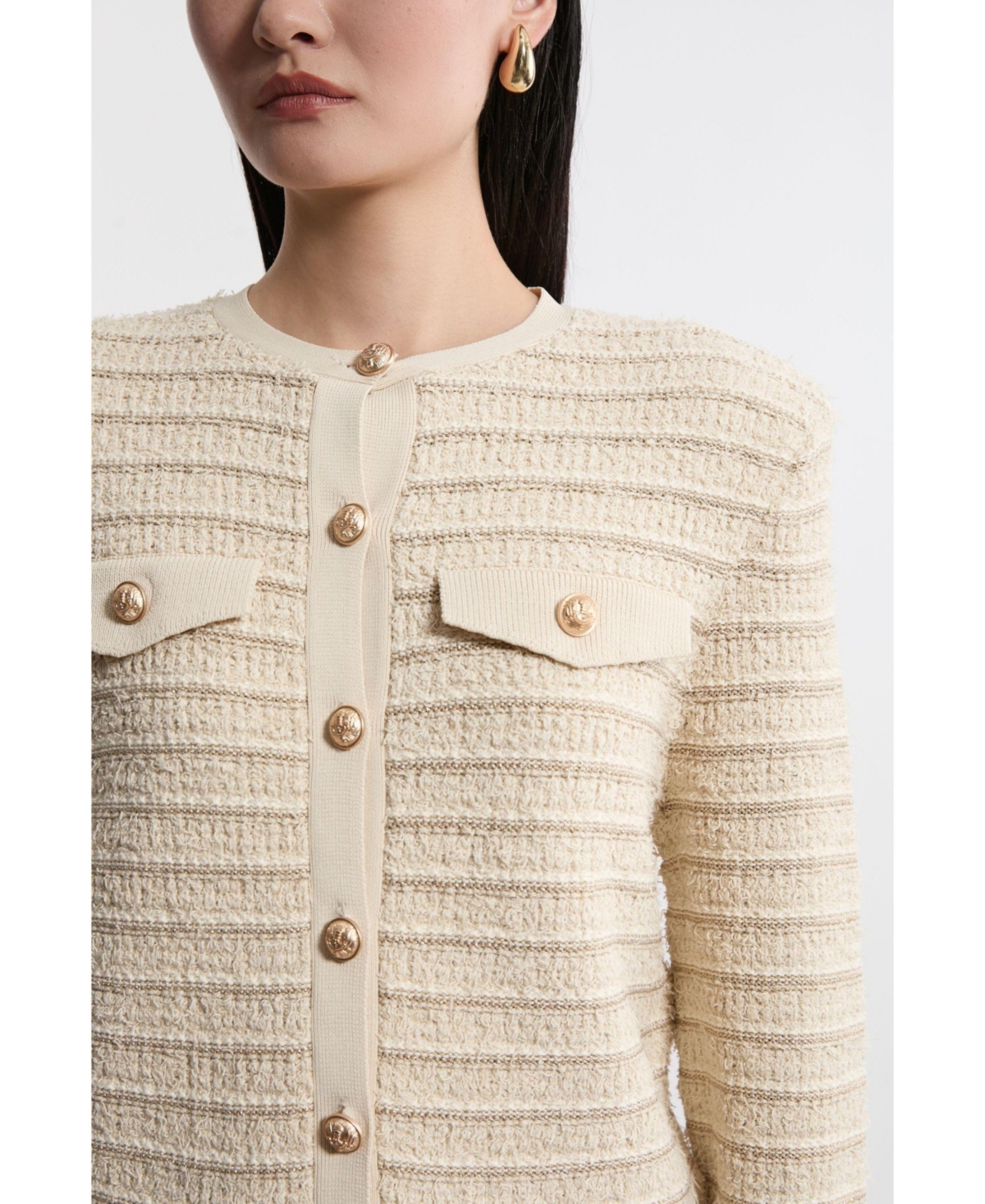 Karen Millen Women's Textured Military Trim Knit Jacket