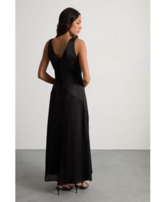 Women's Satin And Chiffon Mix Midaxi Dress