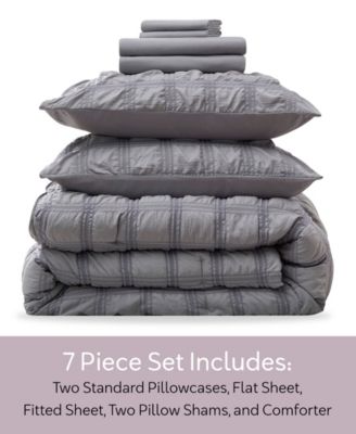 Luxury Soft Seersucker Design 7-Pc. Comforter Set, Queen