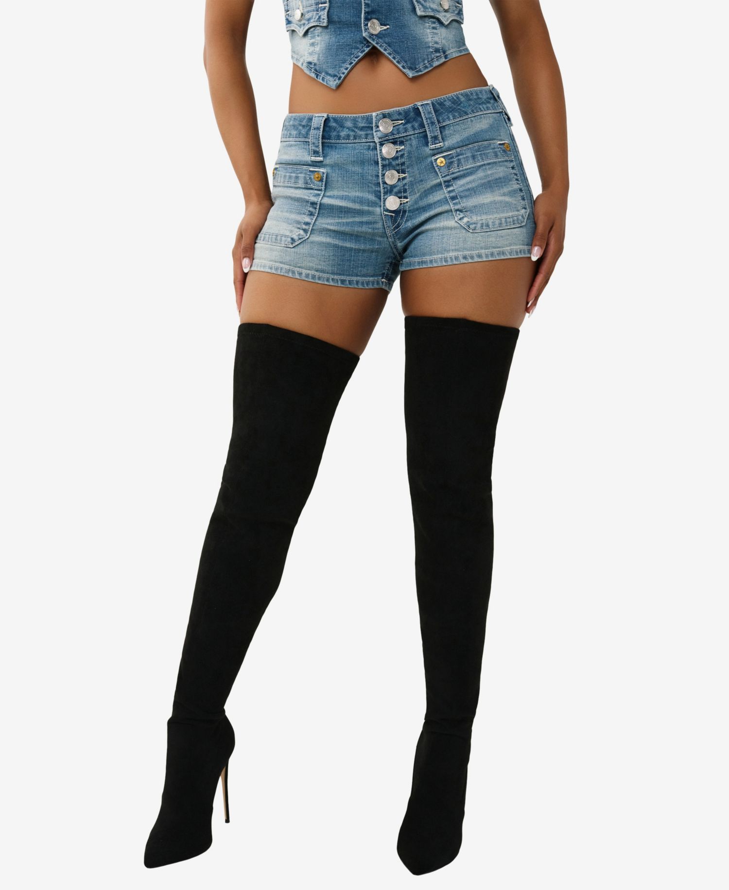 Women's Front Pocket Denim Flap Shorts