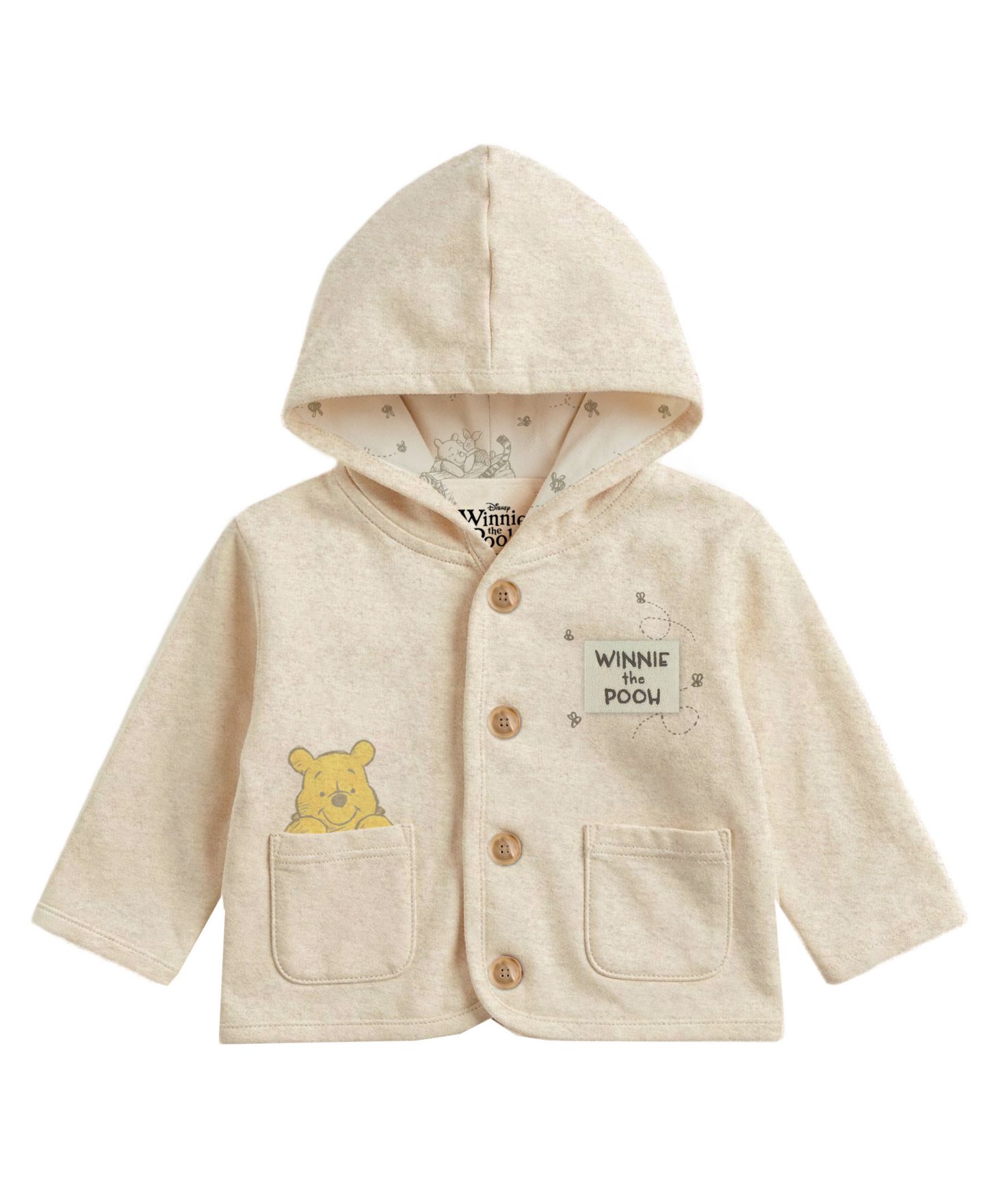 Комплект для мальчика Disney Winnie the Pooh: куртка с капюшоном, боди и брюки, 3 предмета, цвет: Бежевый — фото 4