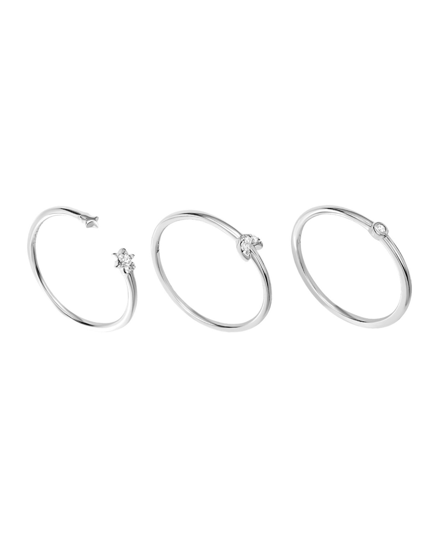 3-Pc. Sterling Silver Cubic Zirconia Moon and Stars Ring Set