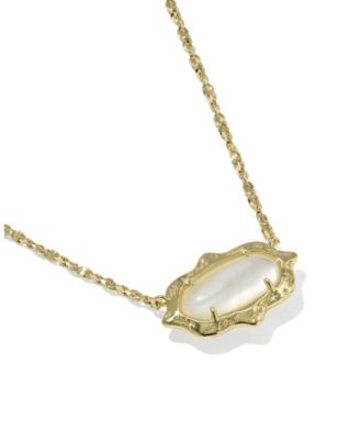 Imitation Pearl and 14k Gold Over Brass Elisa Scallop Frame Short Pendant Necklace