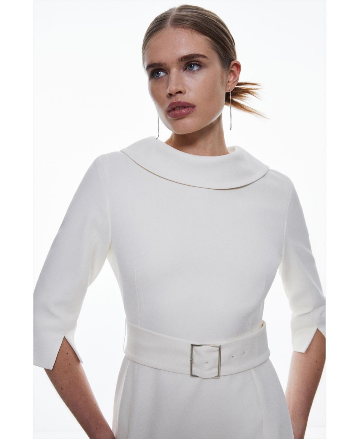 Karen Millen Women's Crepe Roll Neck Pencil Midi Dress