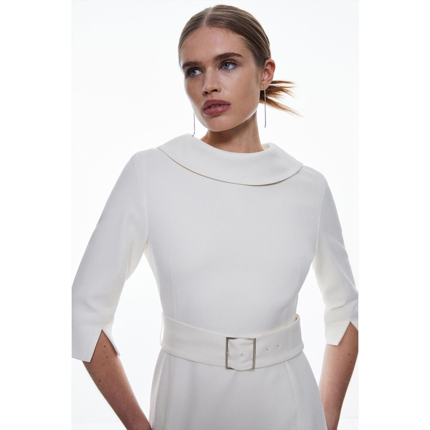Women's Crepe Roll Neck Pencil Midi Dress