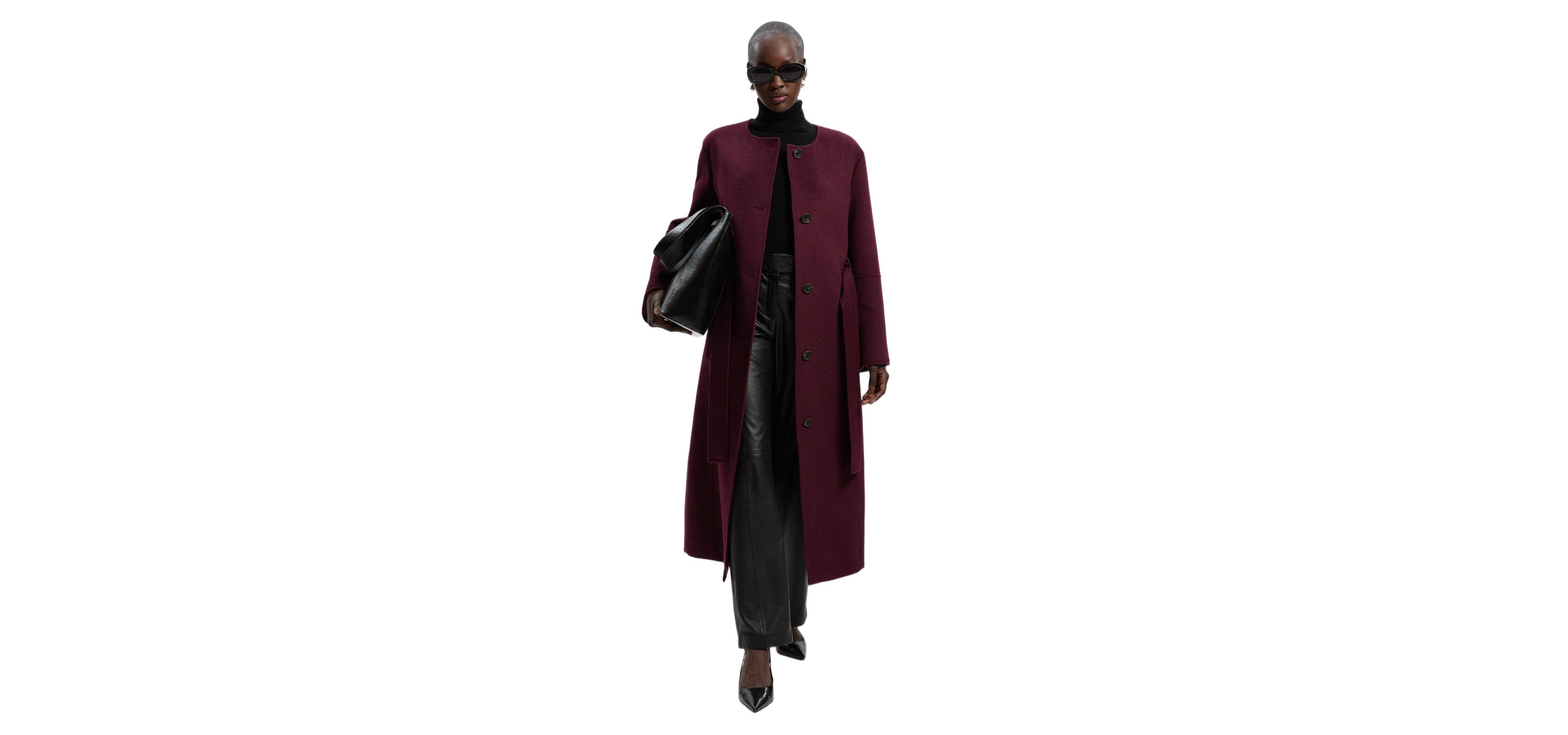 Karen Millen Women's Wool Single Breasted Belted Maxi Coat