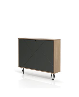 Slim 2-Door Storage Accent Cabinet, Floating And Wall Mount Bar.