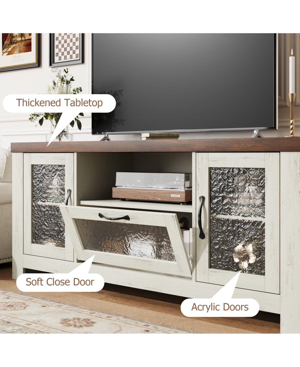 gaomon Tv Stand Tv, Entertainment Center with Acrylic Door Storage Cabinet & Adjustable Shelve