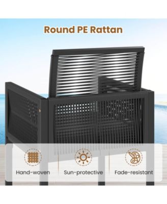 5 PCS PE Wicker Patio Dining Set Outdoor Conversation Set with Cushions