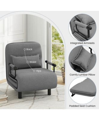 3-in-1 Convertible Sofa Bed with 5-Position Adjustable Backrest & Lumbar Pillow