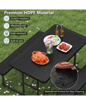 Picnic Table Bench Set for 2-4 People Outdoor Rectangular Camping Dining Table