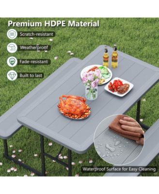 Picnic Table Bench Set for 2-4 People Outdoor Rectangular Camping Dining Table