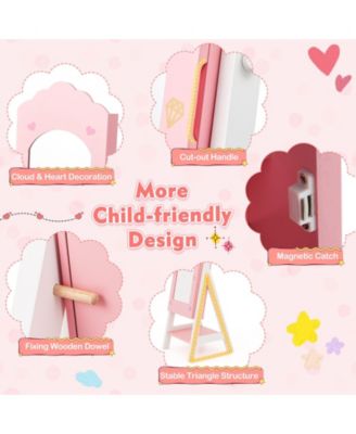 Kids Jewelry Cabinet with Full-Length Mirror, Freestanding Jewelry Armoire Organizer for Girls