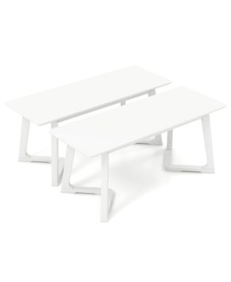 2 PCS 42" Modern Entryway Bench with Rubber Wood Legs Smooth Seating Area