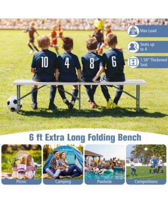 6 ft Plastic Folding Bench with 1320 LBS Capacity Handle & Lock For Outdoor Picnic