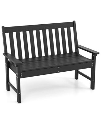Garden Bench All-Weather HDPE 2-Person Outdoor Bench for Front Porch Backyard