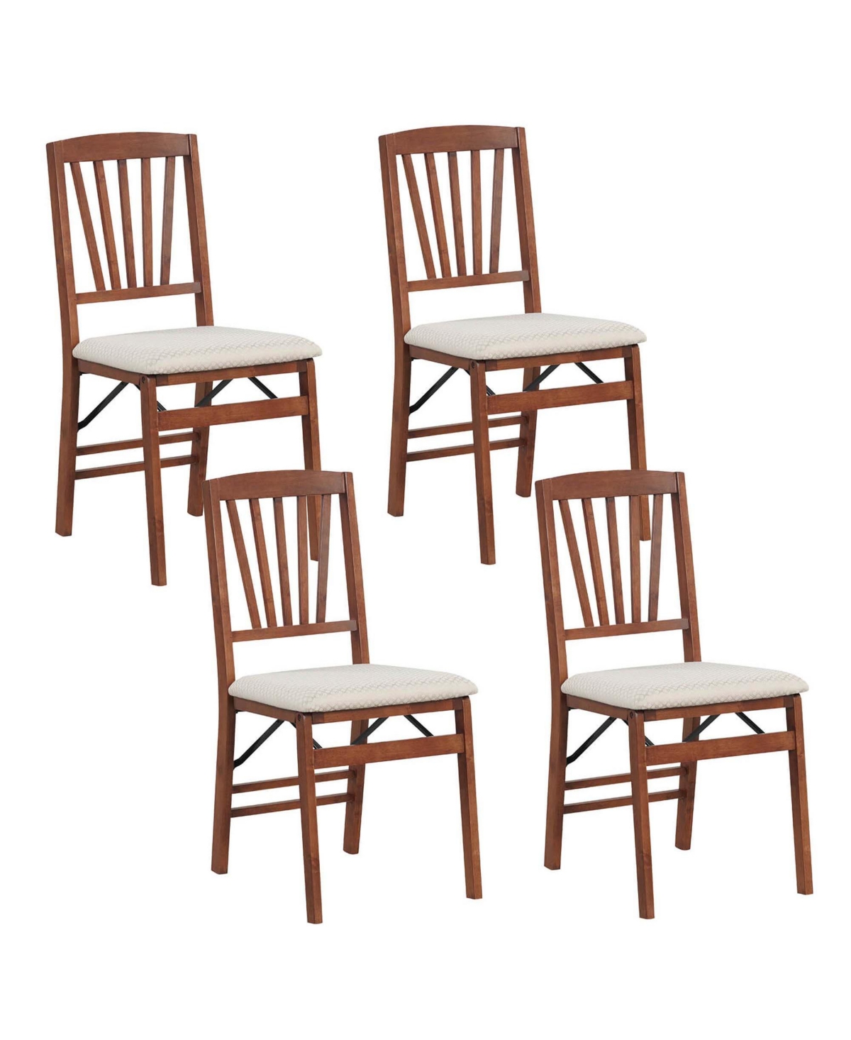 Costway Kitchen Chairs with Rubber Wood Frame Upholstered Seat Hollowed Backrest