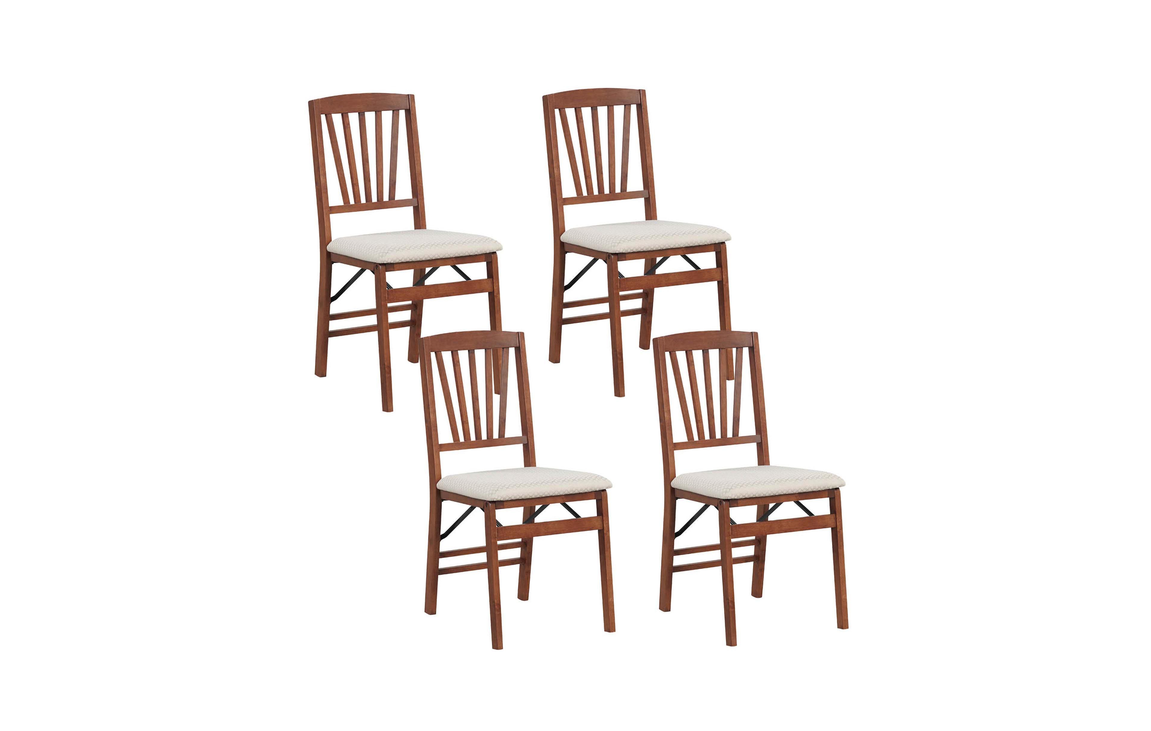 Costway Kitchen Chairs with Rubber Wood Frame Upholstered Seat Hollowed Backrest