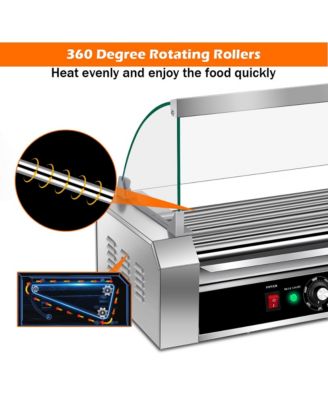 18 Hot Dog Hotdog 7 Roller Grill Cooker Machine w/ Cover