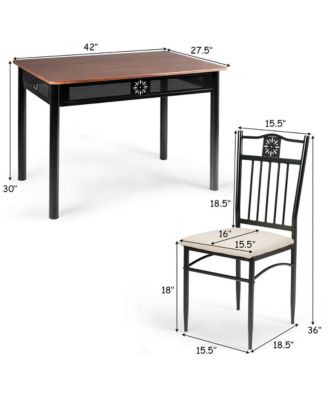 5 Piece Dining Set Wood Metal Table and 4 Chairs Kitchen Breakfast Furniture