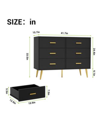 Dresser for Bedroom, Modern Wood Dresser with 6 Wide Drawers, Handles Storage Organizer Unit