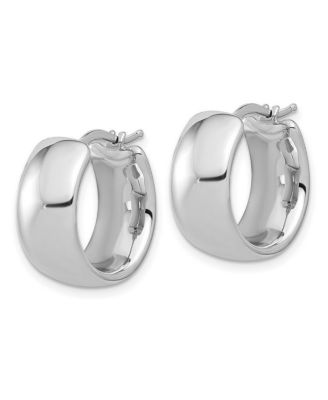 Solid 18k Yellow or White Gold Italian 19x9mm Wide Round Hoop Earrings