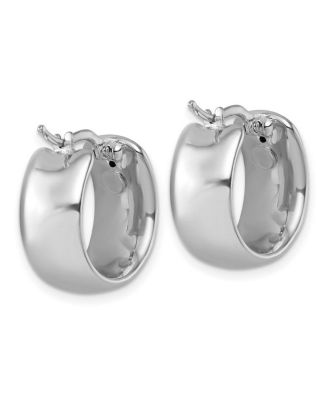 Solid 18k Yellow or White Gold Italian 19x9mm Wide Round Hoop Earrings
