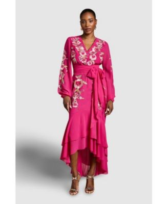 Women's Embellished High Low Maxi Dress