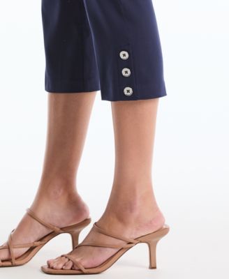 Petite Button Detail Capri Pants