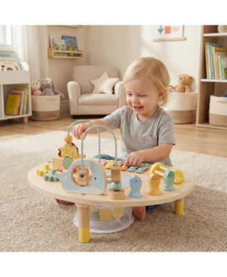 7-in-1 Montessori Toddler Activity Table, Wooden Musical Sensory Table, 12M+