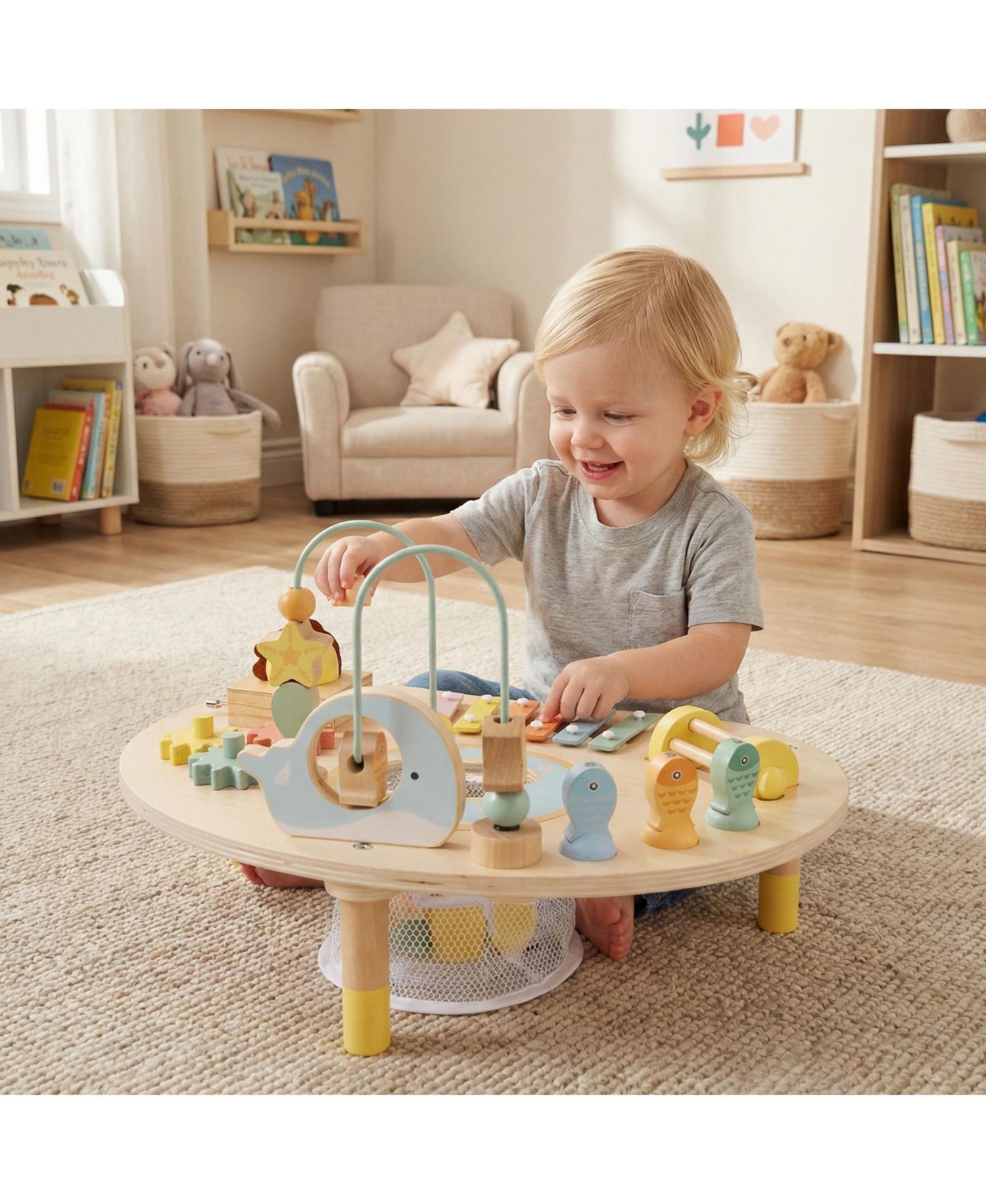 7-in-1 Montessori Wooden Activity Table, 12 Months+