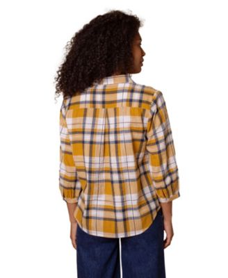 Women's Peter Pan Collar Checked Blouse