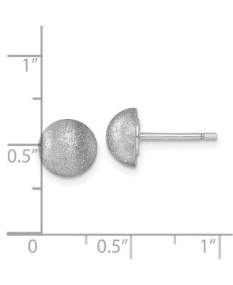 18k Yellow, White or Rose Gold Italian 8mm Textured Half Round Button Earrings